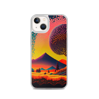 Berge und warme Farben - Punktkunst - iPhone Schutzhülle (durchsichtig) berge xxx iPhone 13