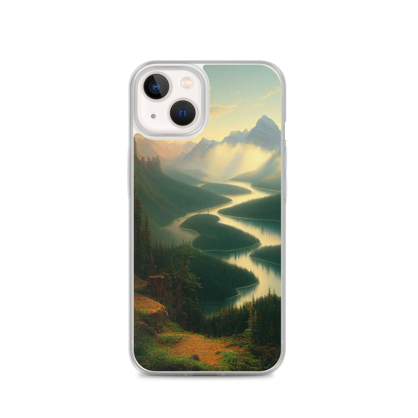 Landschaft mit Bergen, See und viel grüne Natur - Malerei - iPhone Schutzhülle (durchsichtig) berge xxx iPhone 13