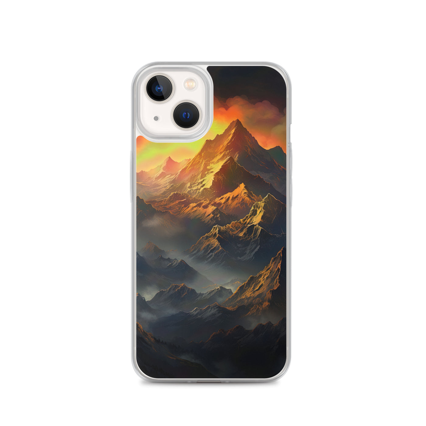 Wunderschöne Himalaya Gebirge im Nebel und Sonnenuntergang - Malerei - iPhone Schutzhülle (durchsichtig) berge xxx iPhone 13