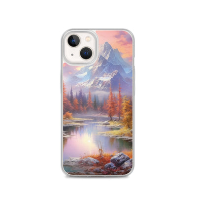 Landschaftsmalerei - Berge, Bäume, Bergsee und Herbstfarben - iPhone Schutzhülle (durchsichtig) berge xxx iPhone 13