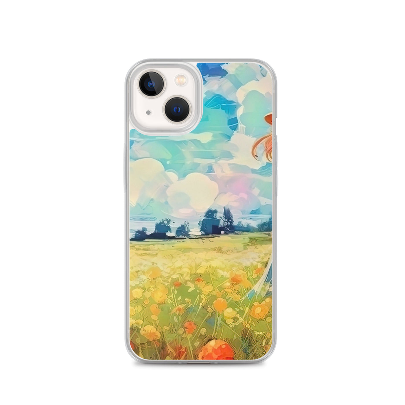 Dame mit Hut im Feld mit Blumen - Landschaftsmalerei - iPhone Schutzhülle (durchsichtig) camping xxx iPhone 13