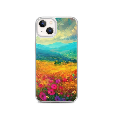 Berglandschaft und schöne farbige Blumen - Malerei - iPhone Schutzhülle (durchsichtig) berge xxx iPhone 13