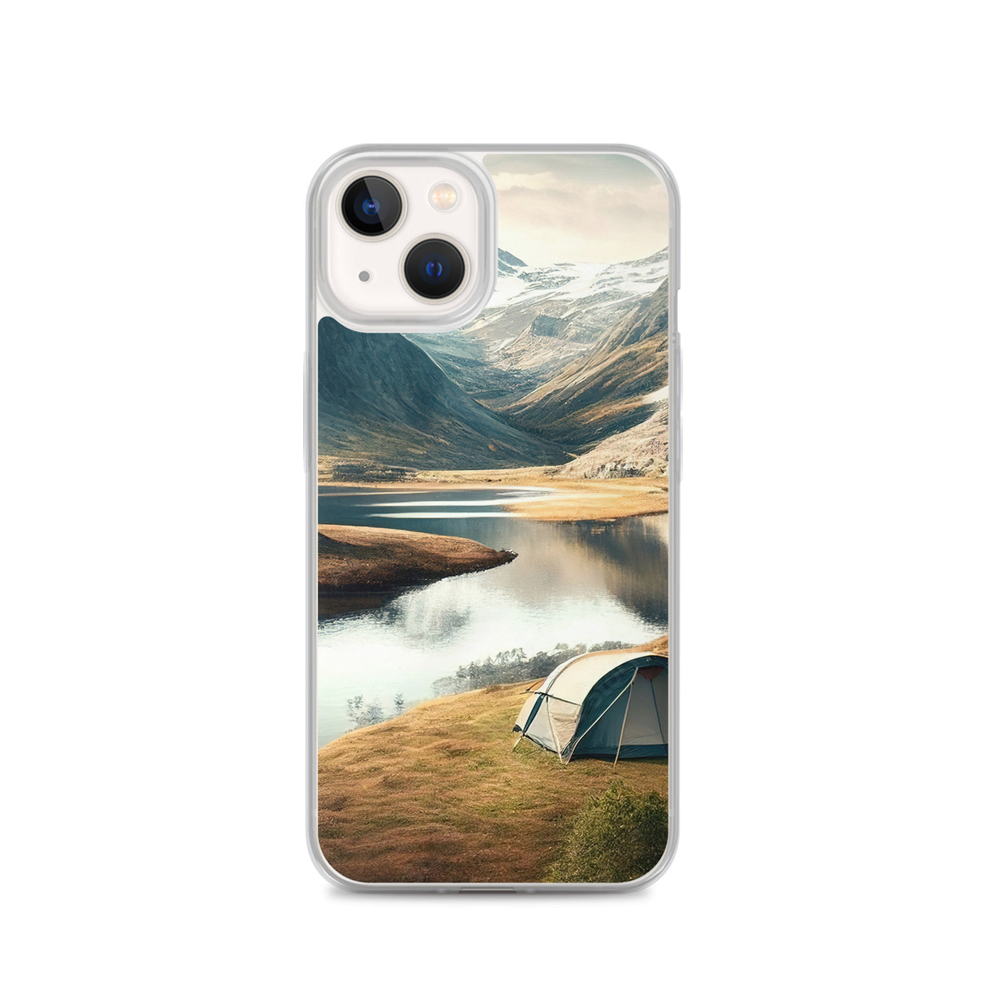 Zelt, Berge und Bergsee - iPhone Schutzhülle (durchsichtig) camping xxx iPhone 13