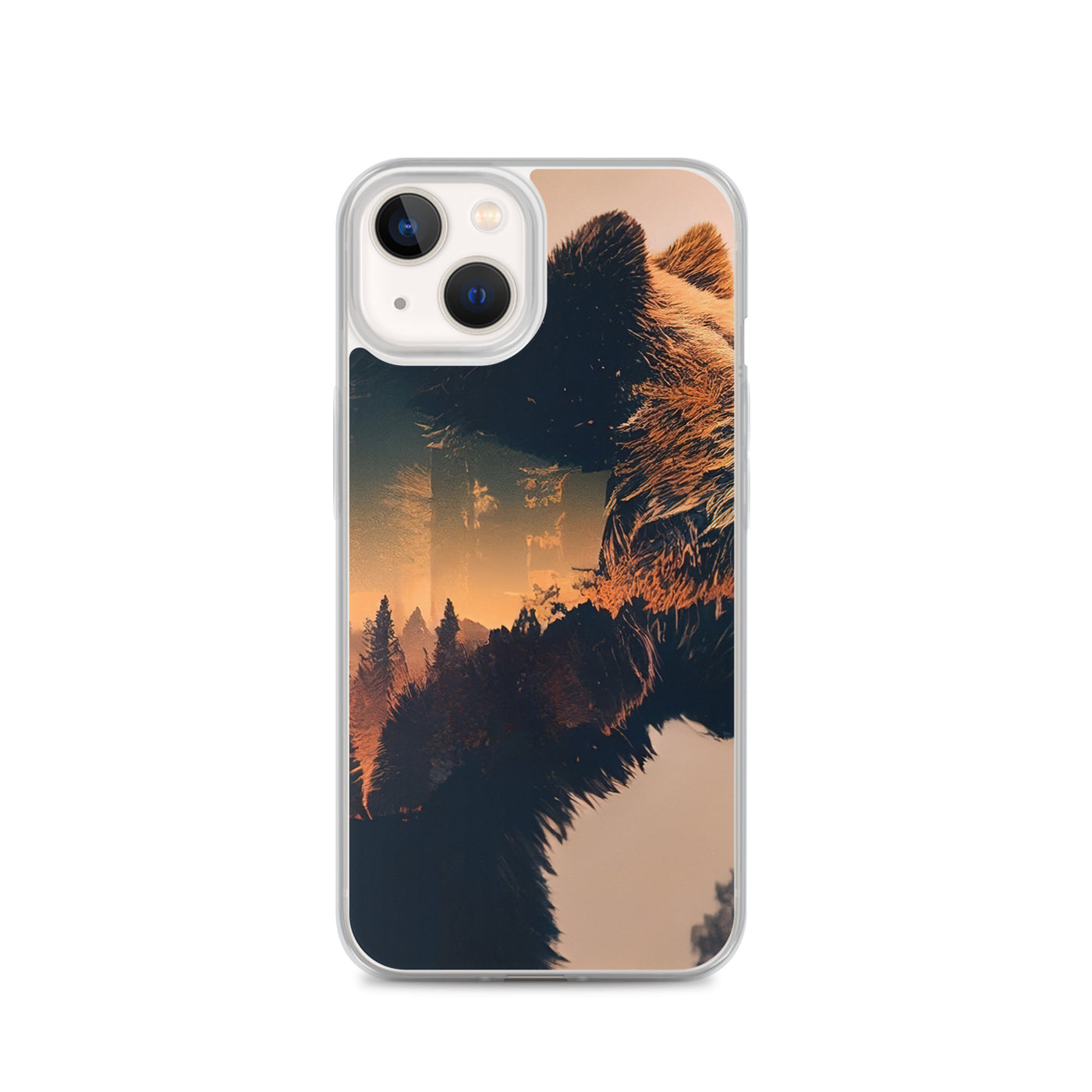 Bär und Bäume Illustration - iPhone Schutzhülle (durchsichtig) camping xxx iPhone 13