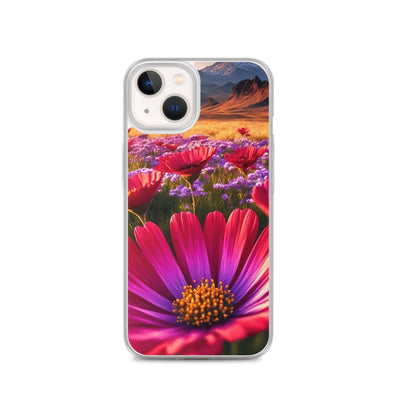 Wünderschöne Blumen und Berge im Hintergrund - iPhone Schutzhülle (durchsichtig) berge xxx iPhone 13