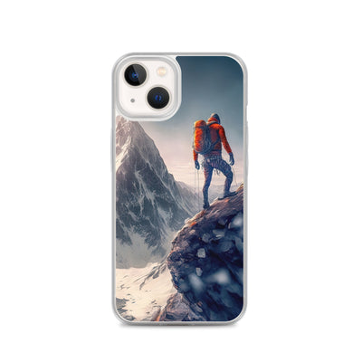Bergsteiger auf Berg - Epische Malerei - iPhone Schutzhülle (durchsichtig) klettern xxx iPhone 13