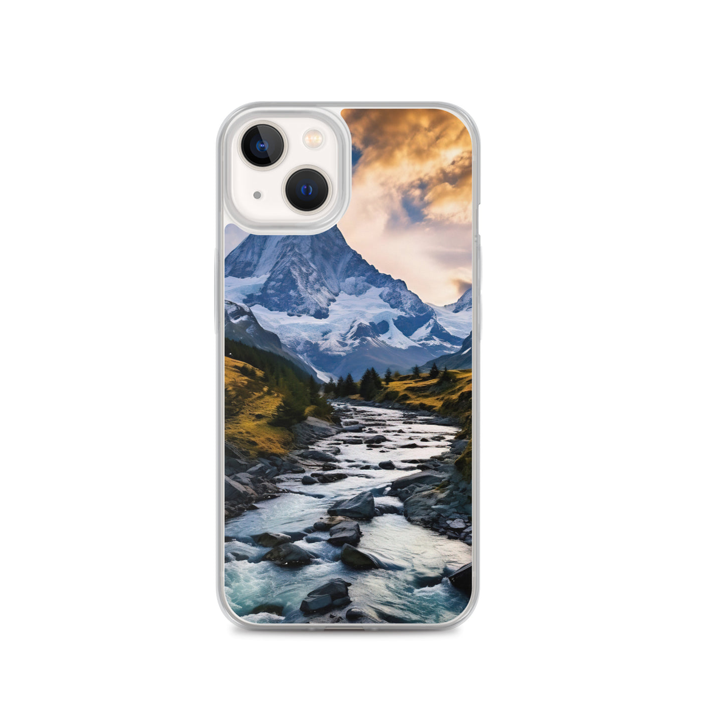 Berge und steiniger Bach - Epische Stimmung - iPhone Schutzhülle (durchsichtig) berge xxx iPhone 13
