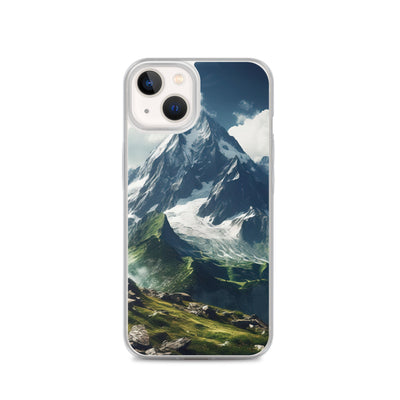 Gigantischer Berg - Landschaftsmalerei - iPhone Schutzhülle (durchsichtig) berge xxx iPhone 13