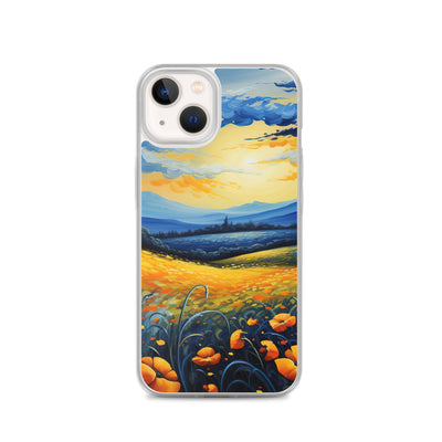 Berglandschaft mit schönen gelben Blumen - Landschaftsmalerei - iPhone Schutzhülle (durchsichtig) berge xxx iPhone 13