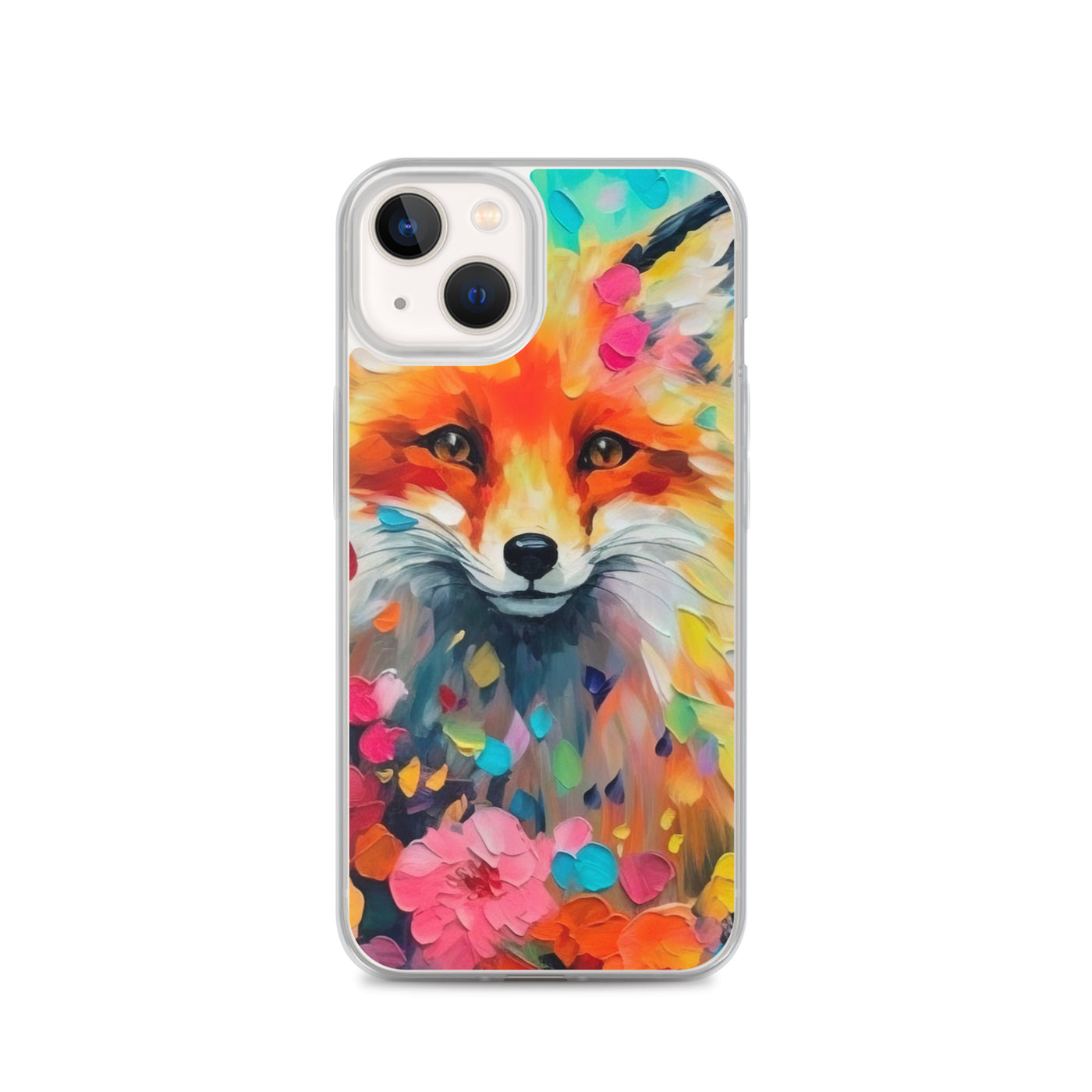 Schöner Fuchs im Blumenfeld - Farbige Malerei - iPhone Schutzhülle (durchsichtig) camping xxx iPhone 13