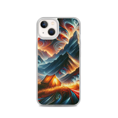 Abstrakte Kunst der Alpen, wo die Berge mit dynamischen Farben und Mustern pulsieren und eine Szene Energie schaffen - Schutzhülle camping xxx yyy zzz iPhone 13