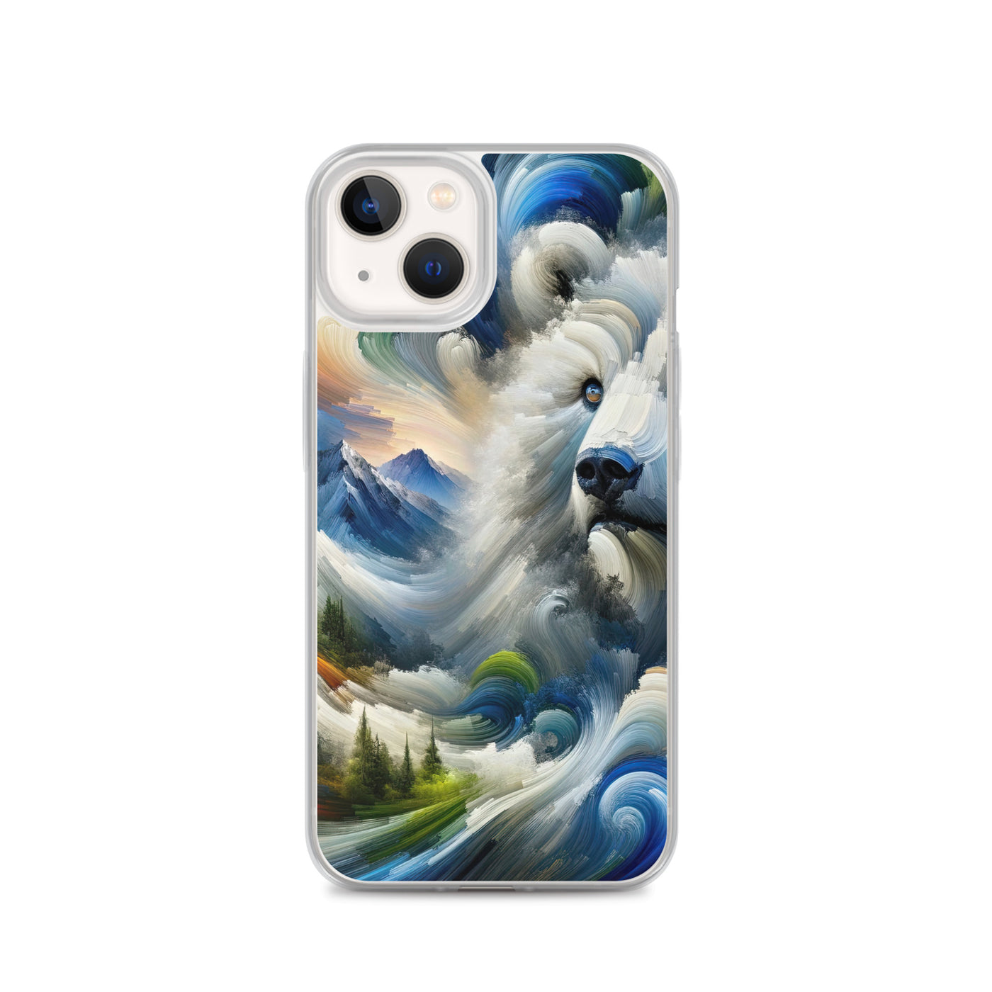 Abstrakte Alpen & Eisbär Kunst in dynamischen Farben - iPhone Schutzhülle (durchsichtig) camping xxx yyy zzz iPhone 13