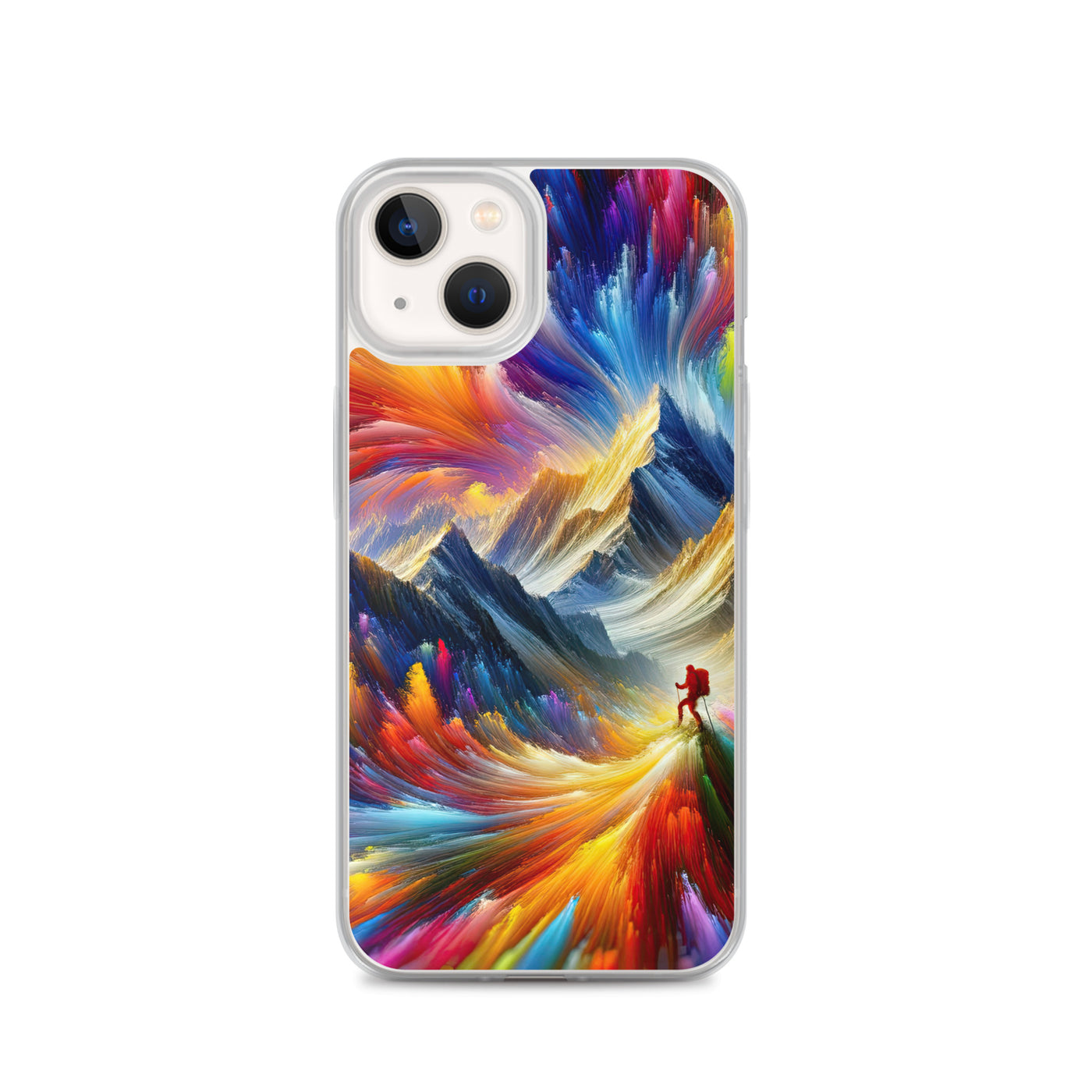 Alpen im Farbsturm mit erleuchtetem Wanderer - Abstrakt - iPhone Schutzhülle (durchsichtig) wandern xxx yyy zzz iPhone 13