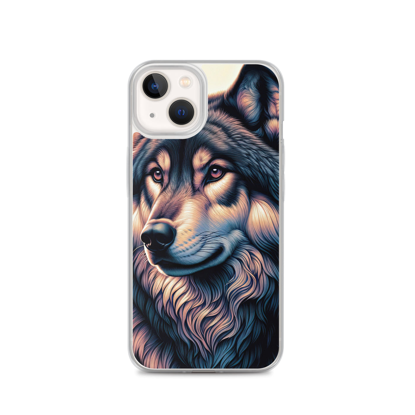 Majestätischer, glänzender Wolf in leuchtender Illustration (AN) - iPhone Schutzhülle (durchsichtig) xxx yyy zzz iPhone 13