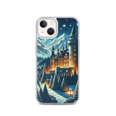 Mondhelle Schlossnacht in den Alpen, sternenklarer Himmel - iPhone Schutzhülle (durchsichtig) berge xxx yyy zzz iPhone 13