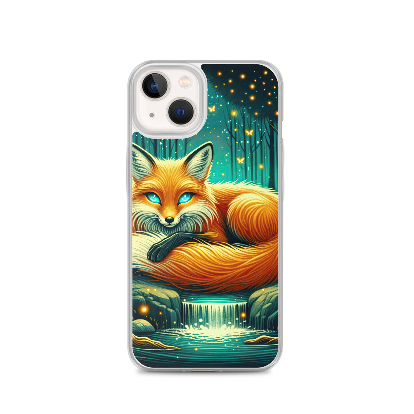 Bezaubernder Fuchs auf erleuchteter mystischer Waldlichtung - iPhone Schutzhülle (durchsichtig) camping xxx yyy zzz iPhone 13