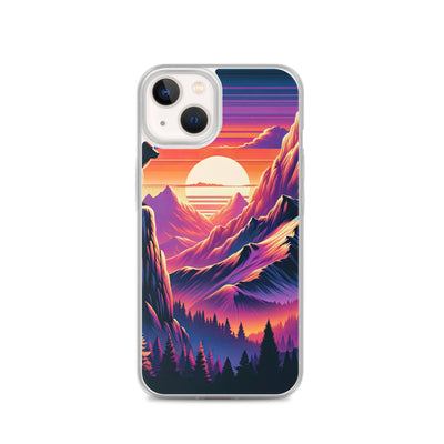 Alpen-Sonnenuntergang mit Bär auf Hügel, warmes Himmelsfarbenspiel - iPhone Schutzhülle (durchsichtig) camping xxx yyy zzz iPhone 13