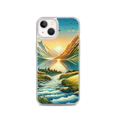 Zelt im Alpenmorgen mit goldenem Licht, Schneebergen und unberührten Seen - iPhone Schutzhülle (durchsichtig) berge xxx yyy zzz iPhone 13