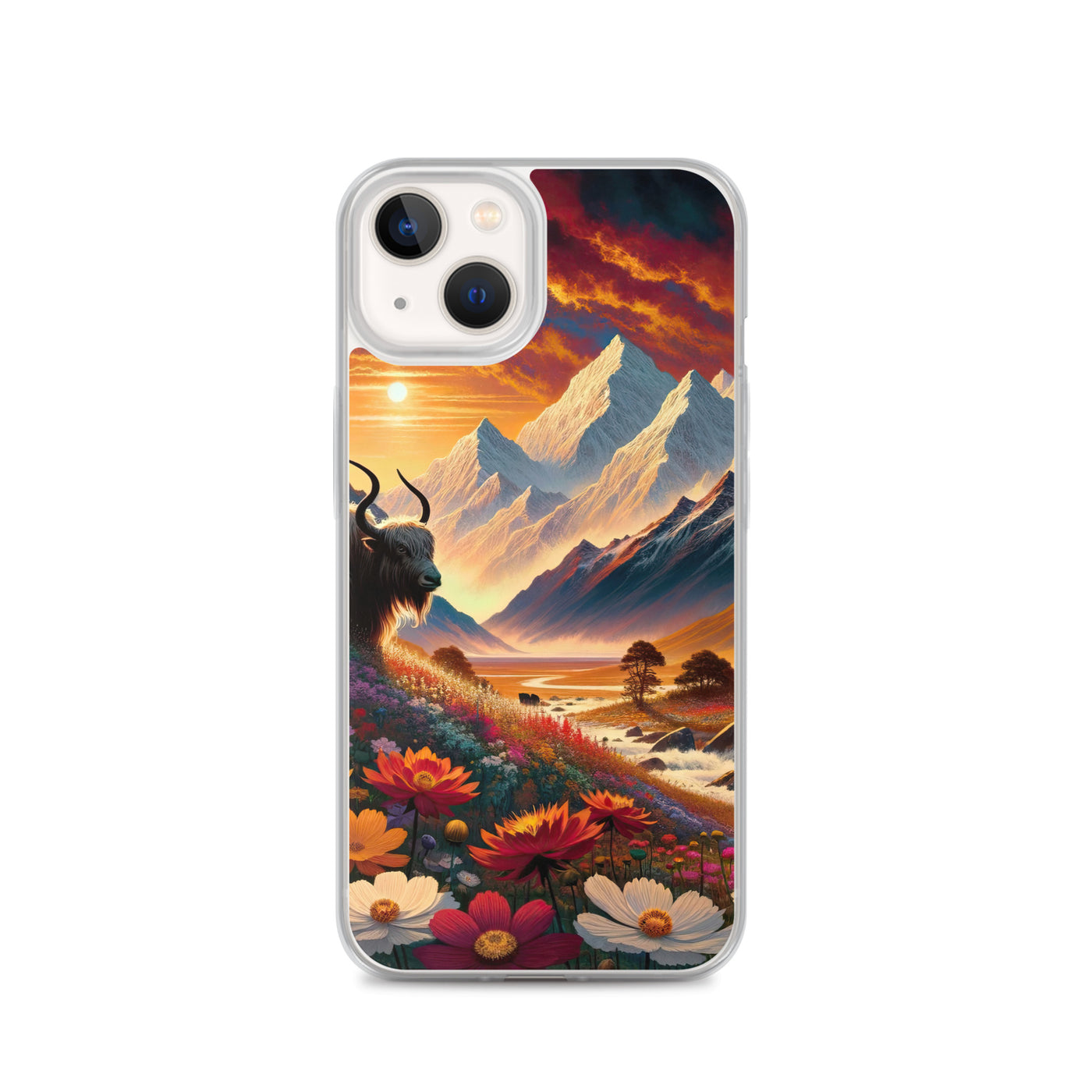 Magischer Alpenabend mit Hochlandkuh und goldener Sonnenkulisse - iPhone Schutzhülle (durchsichtig) berge xxx yyy zzz iPhone 13