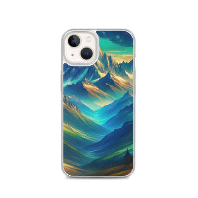 Atemberaubende alpine Komposition mit majestätischen Gipfeln und Tälern - iPhone Schutzhülle (durchsichtig) berge xxx yyy zzz iPhone 13