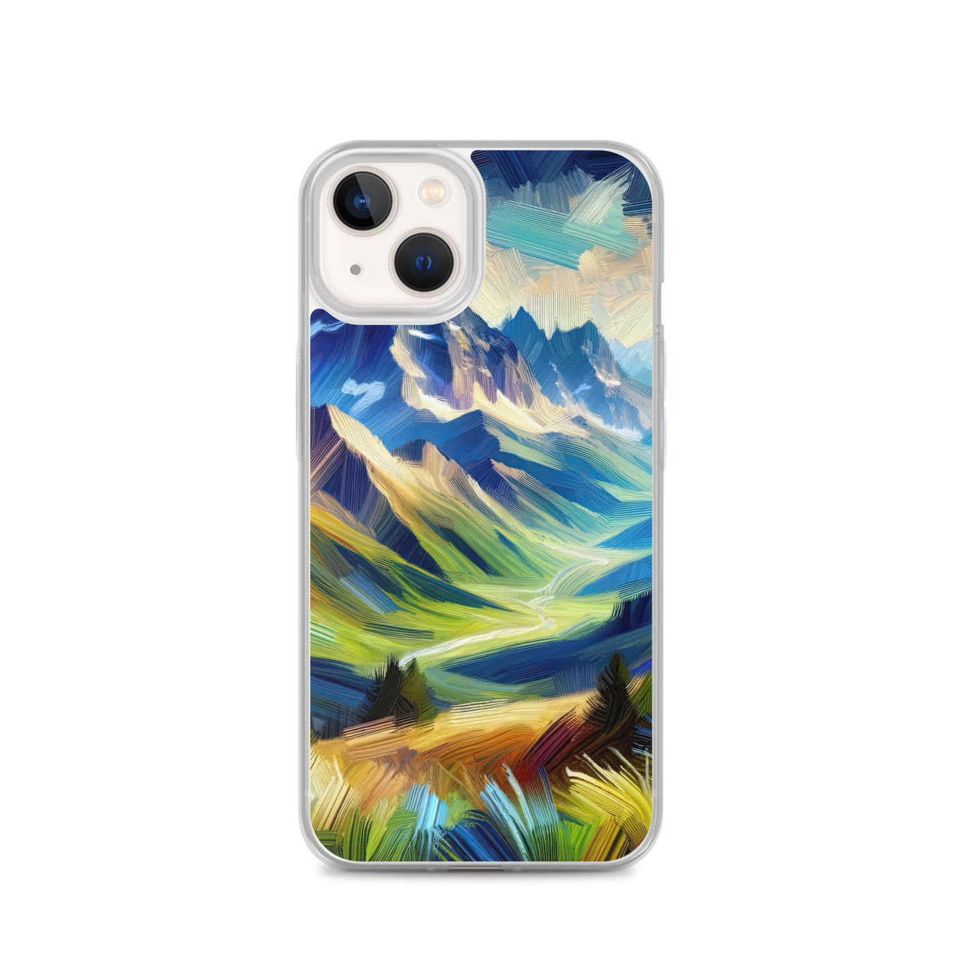 Impressionistische Alpen, lebendige Farbtupfer und Lichteffekte - iPhone Schutzhülle (durchsichtig) berge xxx yyy zzz iPhone 13