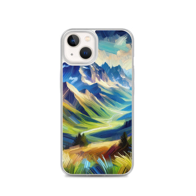 Impressionistische Alpen, lebendige Farbtupfer und Lichteffekte - iPhone Schutzhülle (durchsichtig) berge xxx yyy zzz iPhone 13