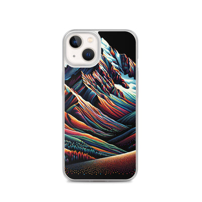 Pointillistische Darstellung der Alpen, Farbpunkte formen die Landschaft - iPhone Schutzhülle (durchsichtig) berge xxx yyy zzz iPhone 13
