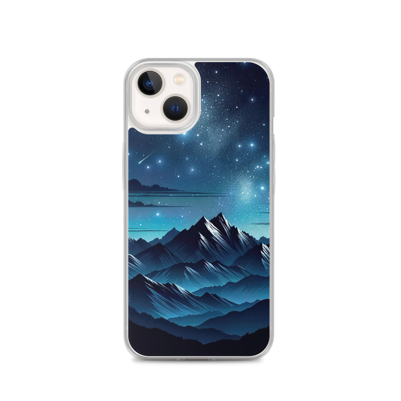 Alpen unter Sternenhimmel mit glitzernden Sternen und Meteoren - iPhone Schutzhülle (durchsichtig) berge xxx yyy zzz iPhone 13