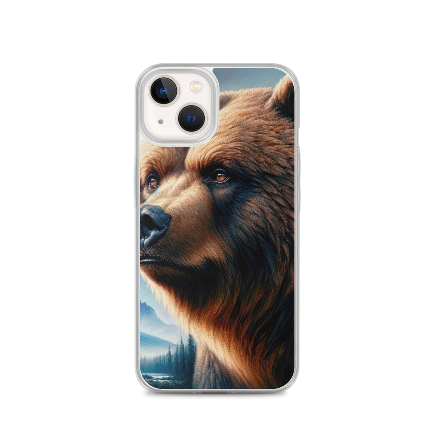 Ölgemälde, das das Gesicht eines starken realistischen Bären einfängt. Porträt - iPhone Schutzhülle (durchsichtig) camping xxx yyy zzz iPhone 13