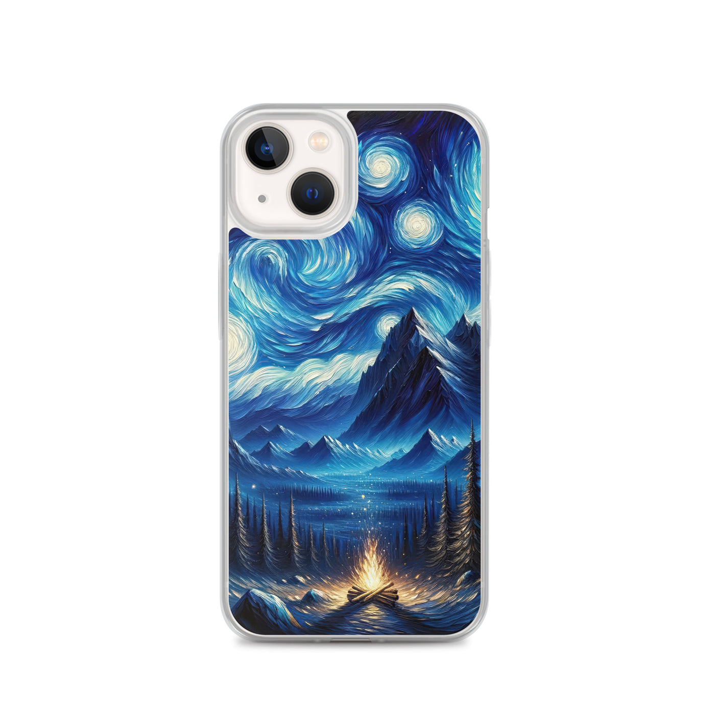 Sternennacht-Stil Ölgemälde der Alpen, himmlische Wirbelmuster - iPhone Schutzhülle (durchsichtig) berge xxx yyy zzz iPhone 13