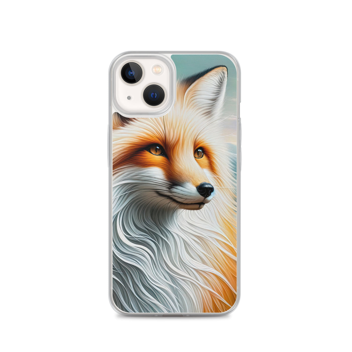 Ölgemälde eines anmutigen, intelligent blickenden Fuchses in Orange-Weiß - iPhone Schutzhülle (durchsichtig) camping xxx yyy zzz iPhone 13