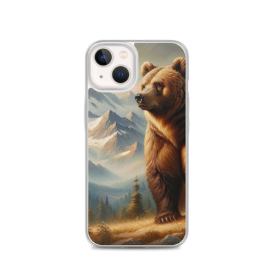 Ölgemälde eines königlichen Bären vor der majestätischen Alpenkulisse - iPhone Schutzhülle (durchsichtig) camping xxx yyy zzz iPhone 13