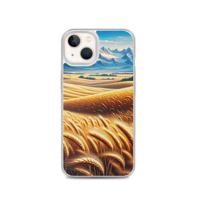 Ölgemälde eines weiten bayerischen Weizenfeldes, golden im Wind (TR) - iPhone Schutzhülle (durchsichtig) xxx yyy zzz iPhone 13
