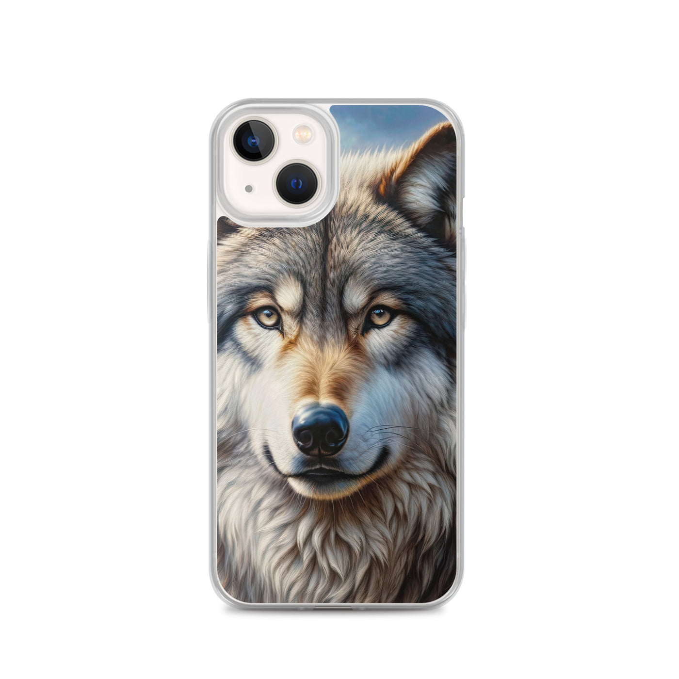 Porträt-Ölgemälde eines prächtigen Wolfes mit faszinierenden Augen (AN) - iPhone Schutzhülle (durchsichtig) xxx yyy zzz iPhone 13