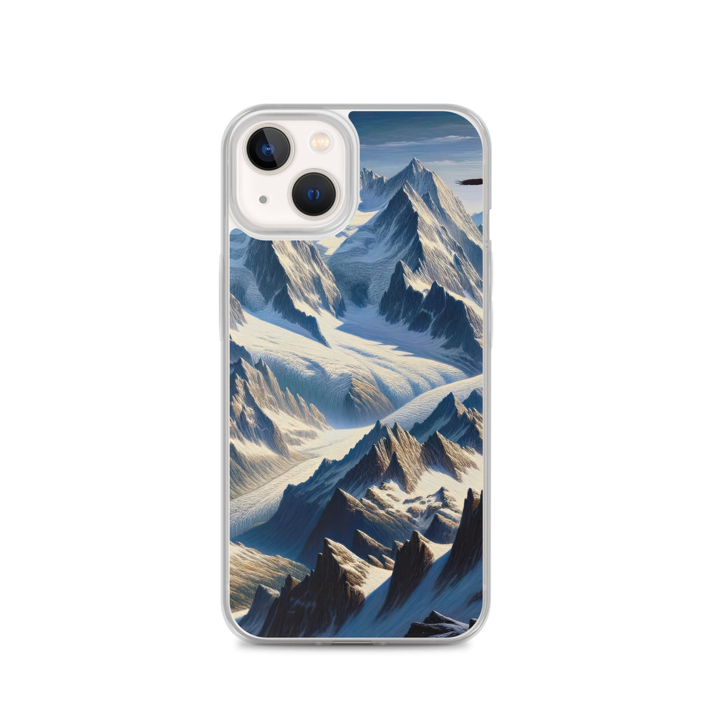 Ölgemälde der Alpen mit hervorgehobenen zerklüfteten Geländen im Licht und Schatten - iPhone Schutzhülle (durchsichtig) berge xxx yyy zzz iPhone 13