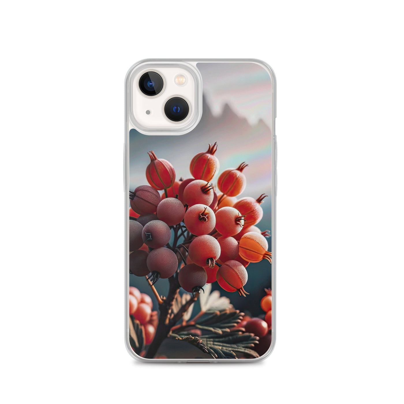 Foto einer Gruppe von Alpenbeeren mit kräftigen Farben und detaillierten Texturen - iPhone Schutzhülle (durchsichtig) berge xxx yyy zzz iPhone 13