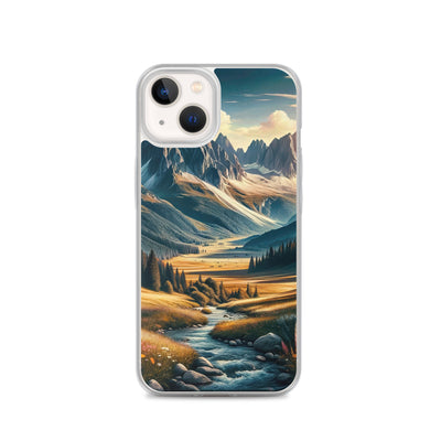 Quadratisches Kunstwerk der Alpen, majestätische Berge unter goldener Sonne - iPhone Schutzhülle (durchsichtig) berge xxx yyy zzz iPhone 13