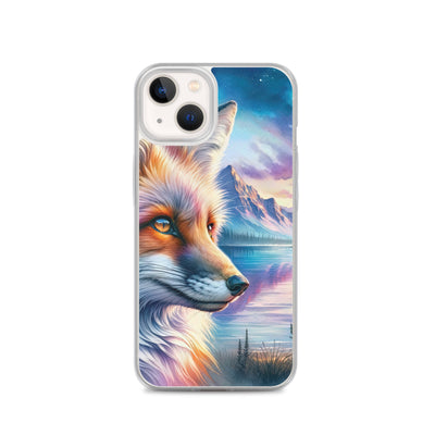 Aquarellporträt eines Fuchses im Dämmerlicht am Bergsee - iPhone Schutzhülle (durchsichtig) camping xxx yyy zzz iPhone 13