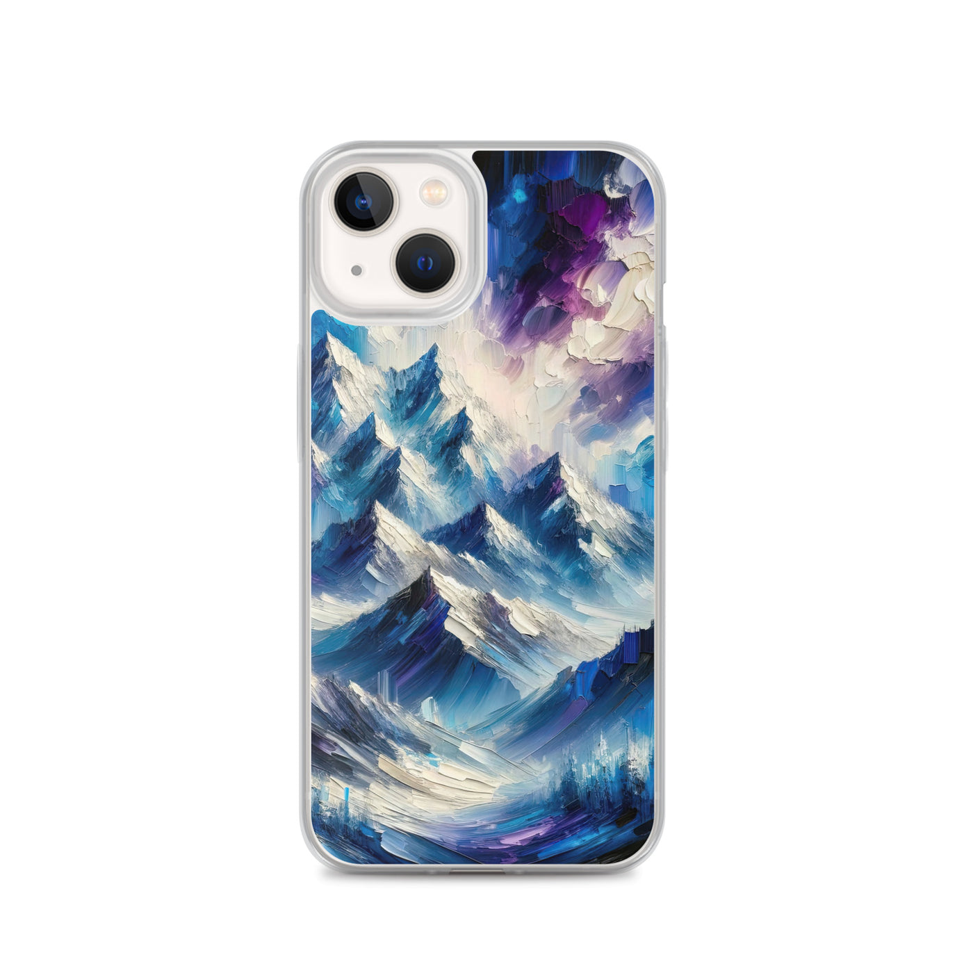 Alpenabstraktion mit dramatischem Himmel in Öl - iPhone Schutzhülle (durchsichtig) berge xxx yyy zzz iPhone 13