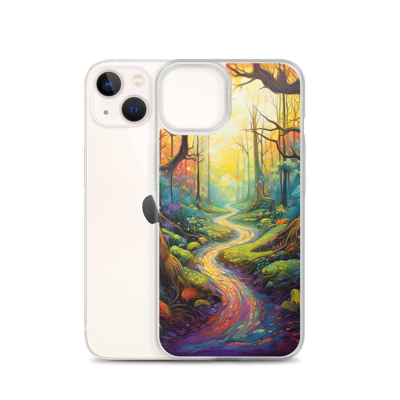 Wald und Wanderweg - Bunte, farbenfrohe Malerei - iPhone Schutzhülle (durchsichtig) camping xxx