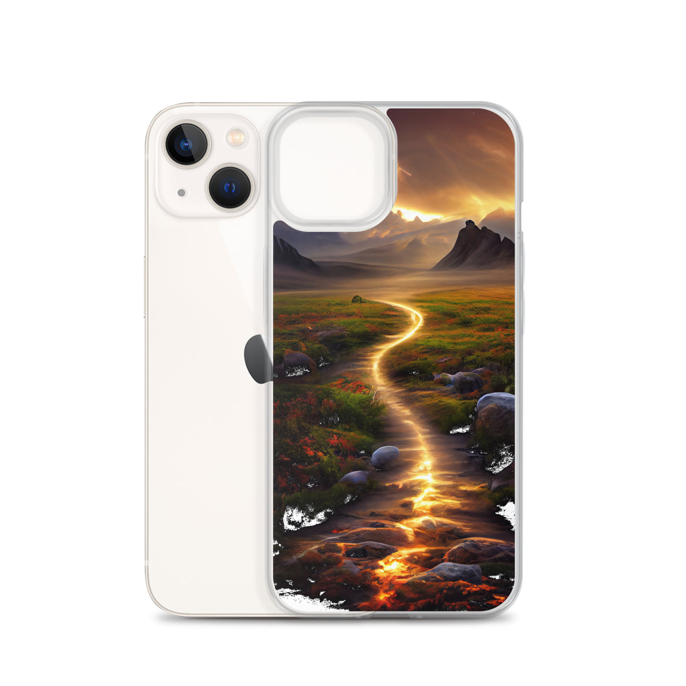 Landschaft mit wilder Atmosphäre - Malerei - iPhone Schutzhülle (durchsichtig) berge xxx