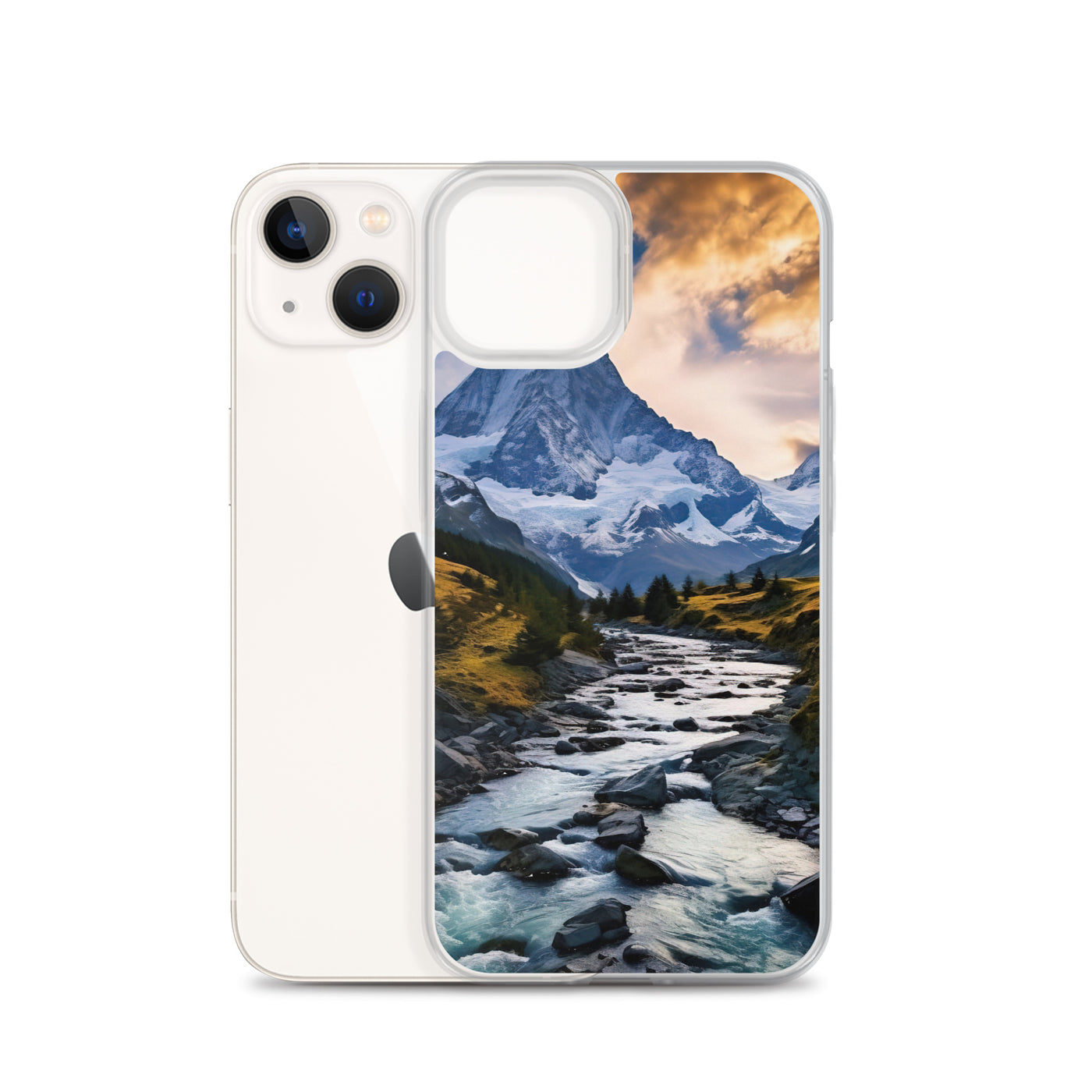 Berge und steiniger Bach - Epische Stimmung - iPhone Schutzhülle (durchsichtig) berge xxx