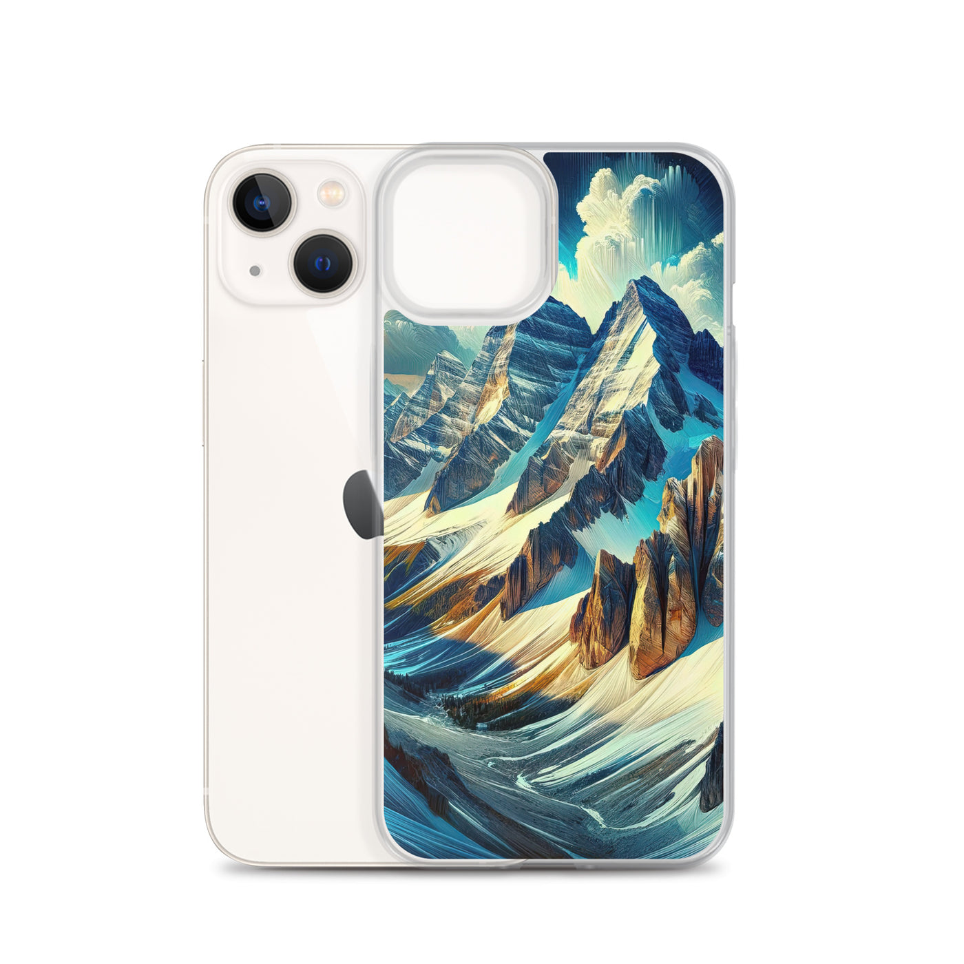 Majestätische Alpen in zufällig ausgewähltem Kunststil - iPhone Schutzhülle (durchsichtig) berge xxx yyy zzz