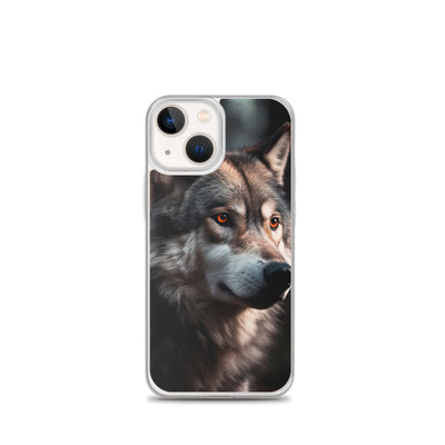 Wolf Porträt - Fotorealistische Malerei - iPhone Schutzhülle (durchsichtig) camping xxx iPhone 13 mini