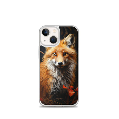 Fuchs Porträt und Herbstblätter - Malerei - iPhone Schutzhülle (durchsichtig) camping xxx iPhone 13 mini