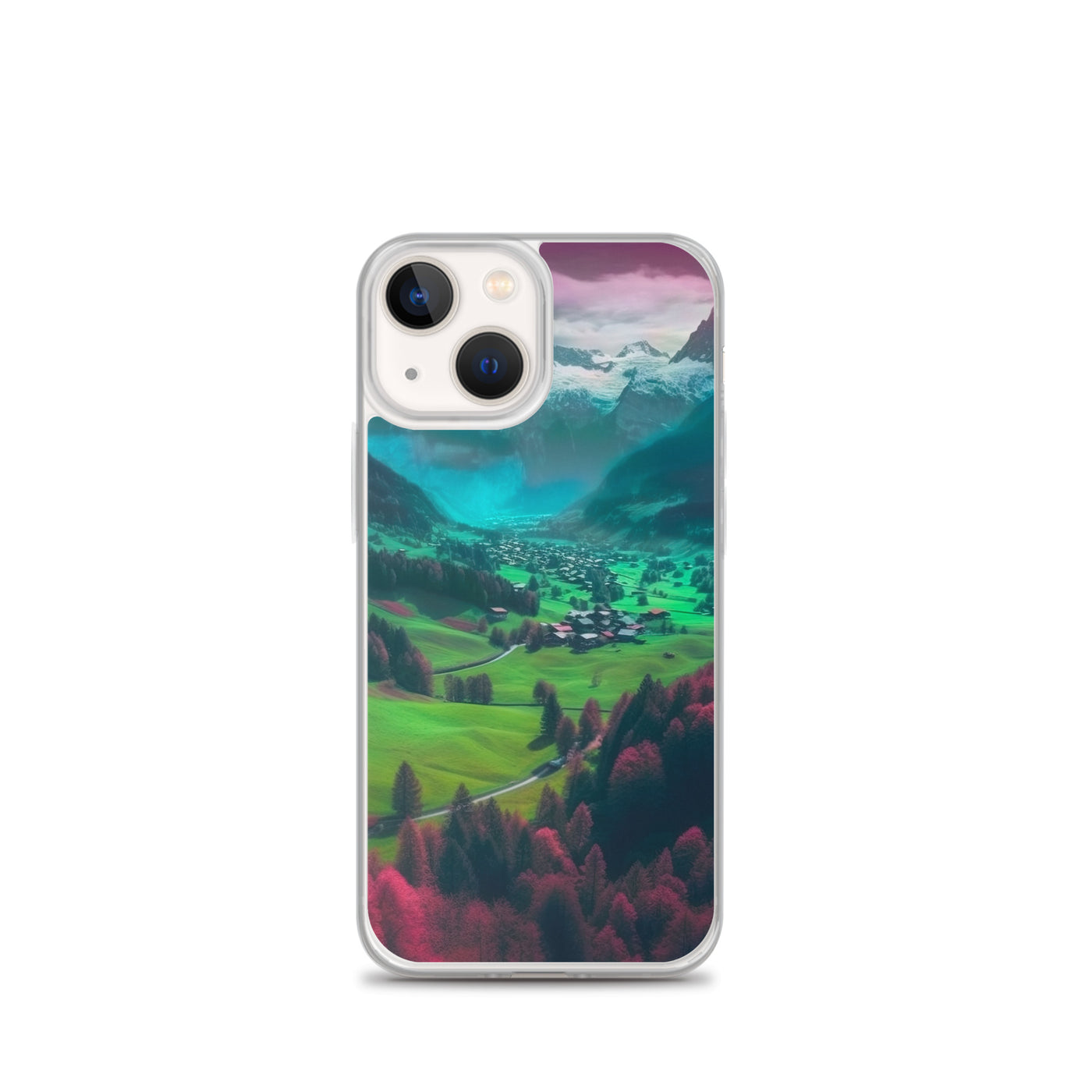 Berglandschaft und Dorf - Fotorealistische Malerei - iPhone Schutzhülle (durchsichtig) berge xxx iPhone 13 mini