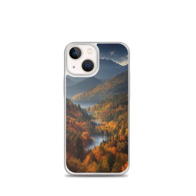 Berge, Wald und Nebel - Malerei - iPhone Schutzhülle (durchsichtig) berge xxx iPhone 13 mini