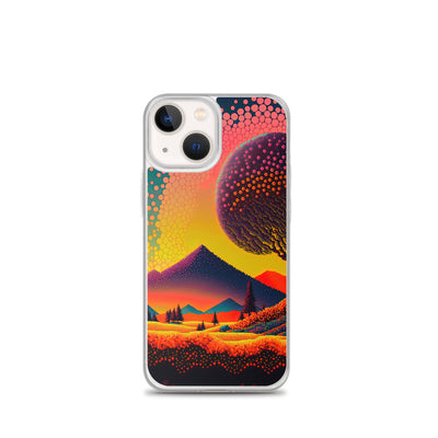 Berge und warme Farben - Punktkunst - iPhone Schutzhülle (durchsichtig) berge xxx iPhone 13 mini