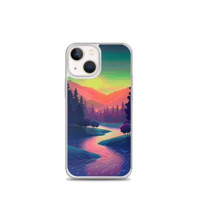 Berge, Fluss, Sonnenuntergang - Malerei - iPhone Schutzhülle (durchsichtig) berge xxx iPhone 13 mini
