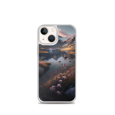 Berge, Bergsee und Blumen - iPhone Schutzhülle (durchsichtig) berge xxx iPhone 13 mini